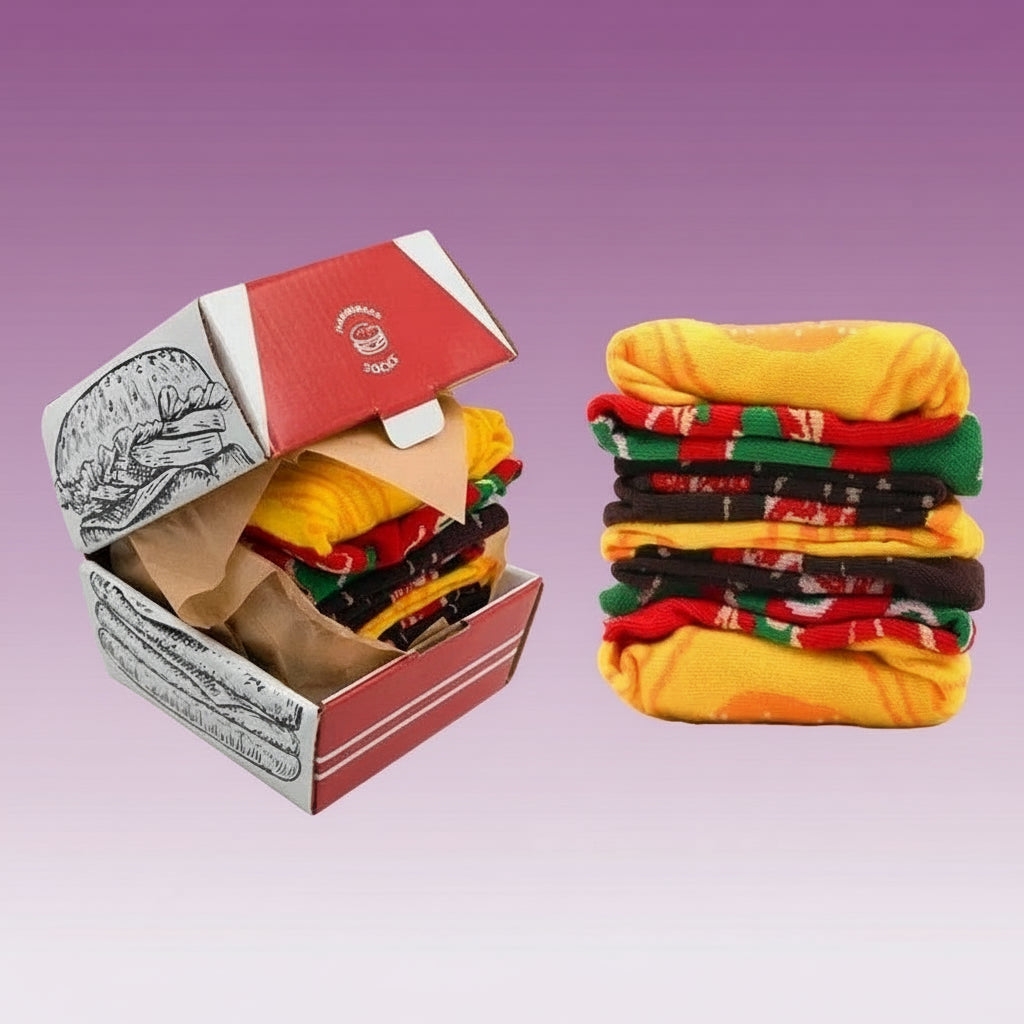 Burger Socks - Leuke, grappige sokken verpakt als hamburger