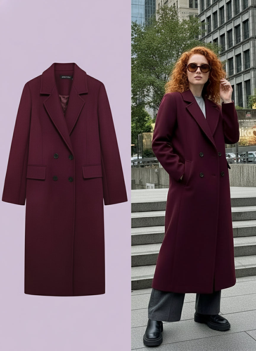 Ella - Warme, modieuze wollen winterjas